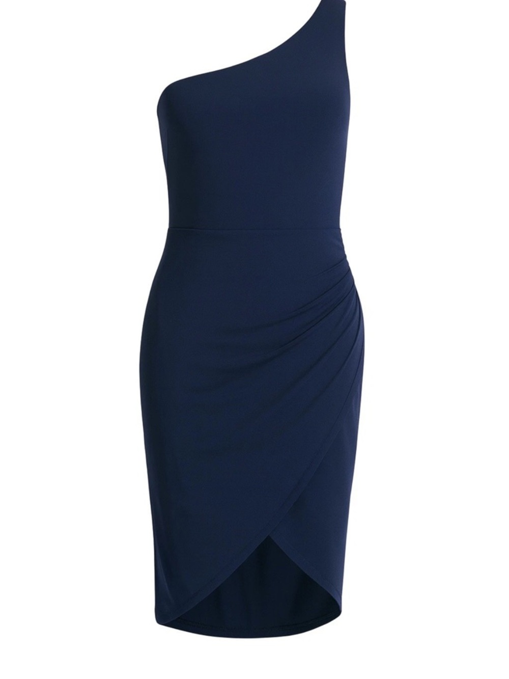Nordstrom Socialite One-Shoulder Navy Ruched Midi Dress Size XL NEW - Picture 2 of 7